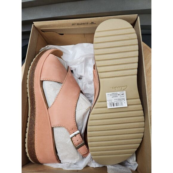 Clarks Kassanda Step Wedge Sandal Women's Size 9.5 Peach Nubuck - Picture 13 of 13